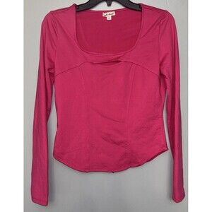 Derek Heart Women’s Pink Shirt size Med. Long sleeve stretch With open cut front